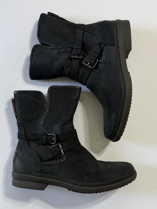 UGG Shoes - UGG Black Leather Buckle Ankle Boots